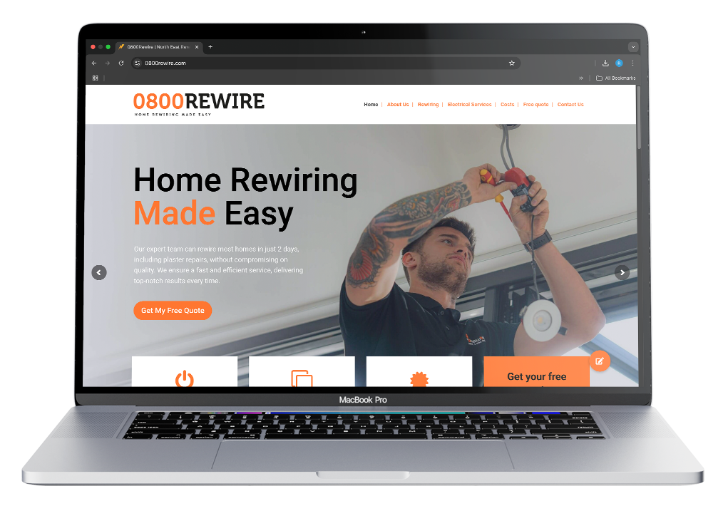 Mockup of 0800 Rewire Website